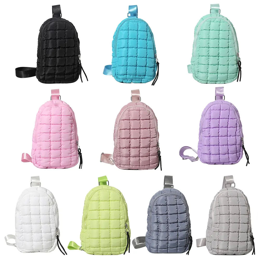 Women Travel Crossbody Bag Solid Color Fashion Waist Pack Adjustable Strap Cloud Chest Bag Puffer Satchel Bag for Outdoor Travel