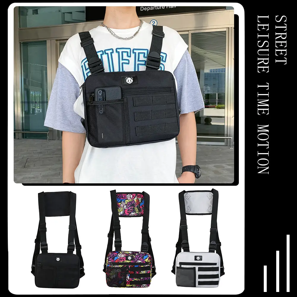 Men Waistcoat Bag Anti-Theft Oxford Molle Waist Pack Adjustable Multifunctional Portable Lightweight Outdoor Sports Accessories
