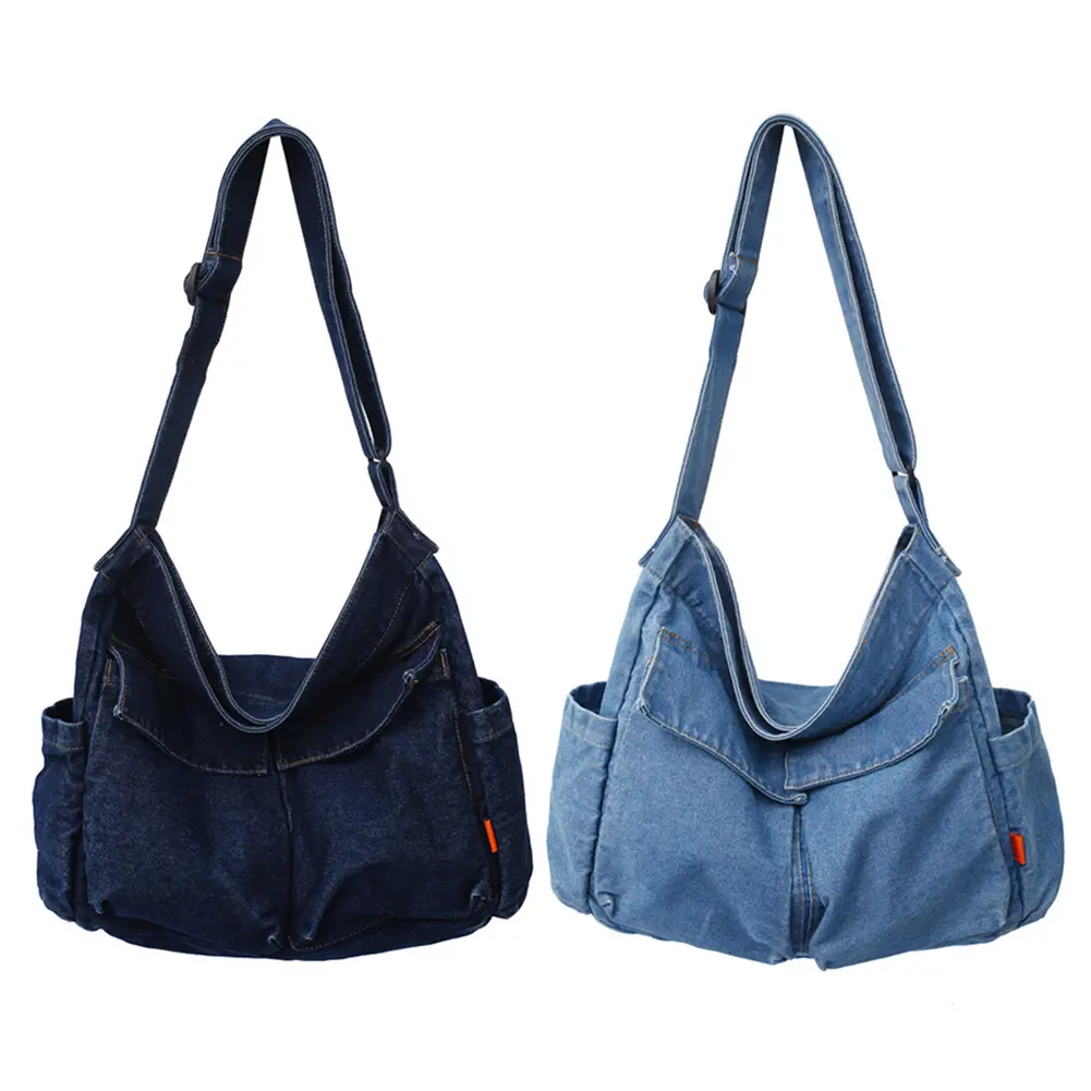 Japanese Shoulder Bags Retro Denim Large Capacity Women Travel Crossbody Handbag for Women Travel School Office