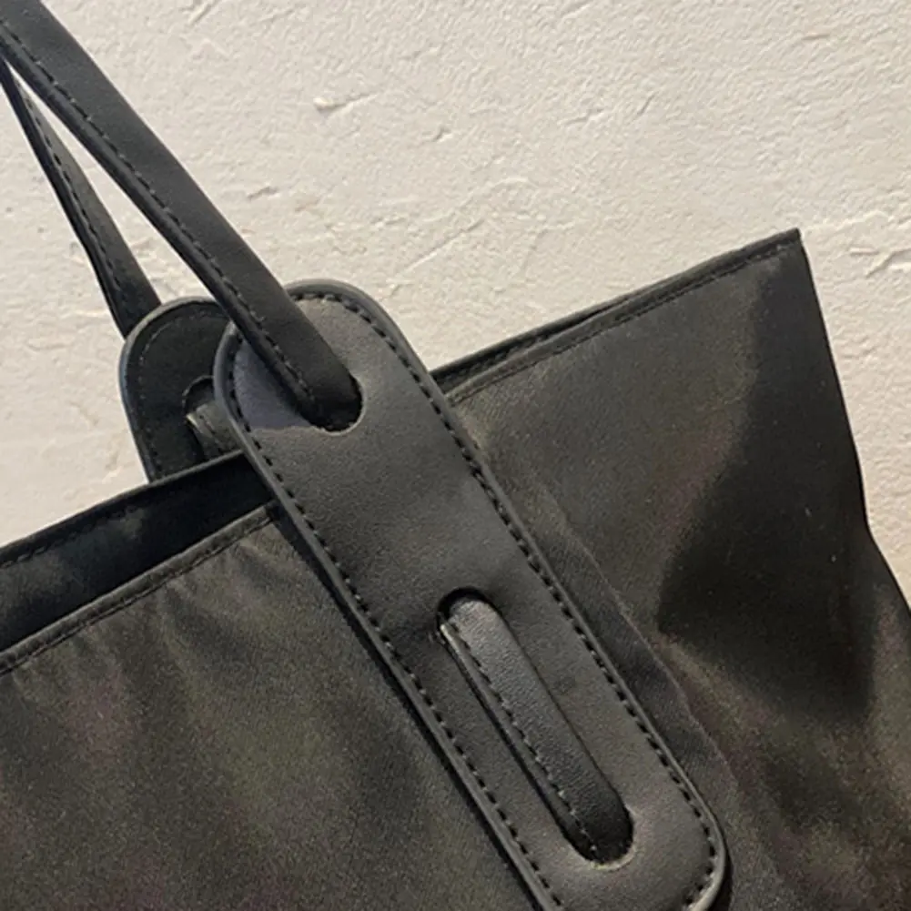 Handbag for Women Nylon Large Capacity Shoulder Bag with Zipper Satchel Purse Solid Color for Work Travel Shopping Shopper Bag