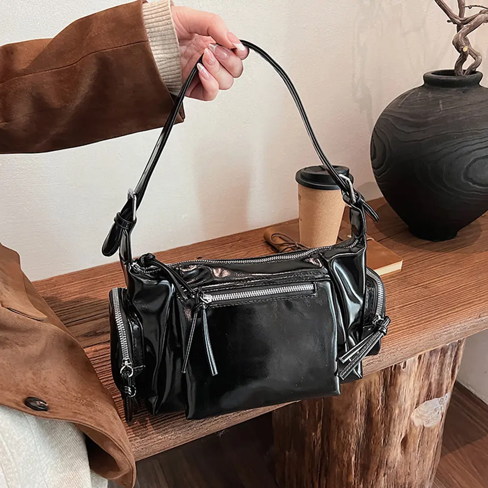 Underarm Bag Soft PU Leather Hobo Bag Multi-Pocket Tote Bag Trendy for Women Work Shopping Travel