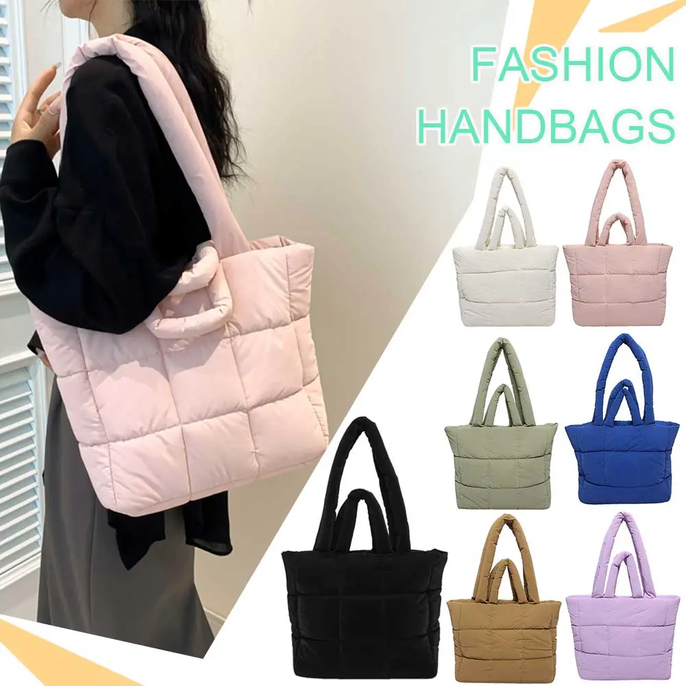 Women Puffer Tote Bag Fashion Shoulder Bag Large Capacity Chic Hobo Bag Lightweight Soft Cloud Tote Bag Stylish Commuting Bag