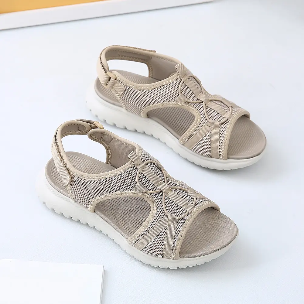Women Summer Orthopaedic Sandals Comfortable Flat Sandals Soft Footbed Slip On Mesh Sandals Adjustable Ankle for Outdoor Travel