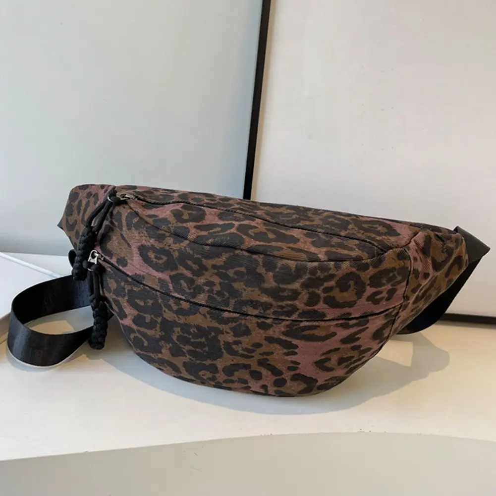 Leopard Print Waist Bag Fashion Chest Bag Large Capacity Stylish Waist Pack Zip Closure Trendy Fanny Pack Outdoor Travel Bag