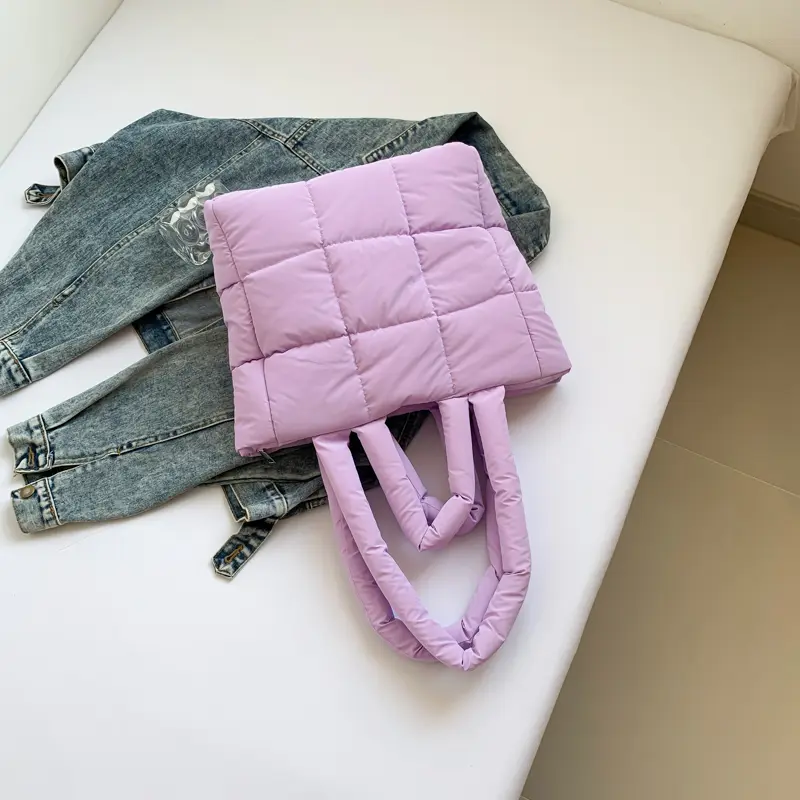 Women Puffer Tote Bag Fashion Shoulder Bag Large Capacity Chic Hobo Bag Lightweight Soft Cloud Tote Bag Stylish Commuting Bag