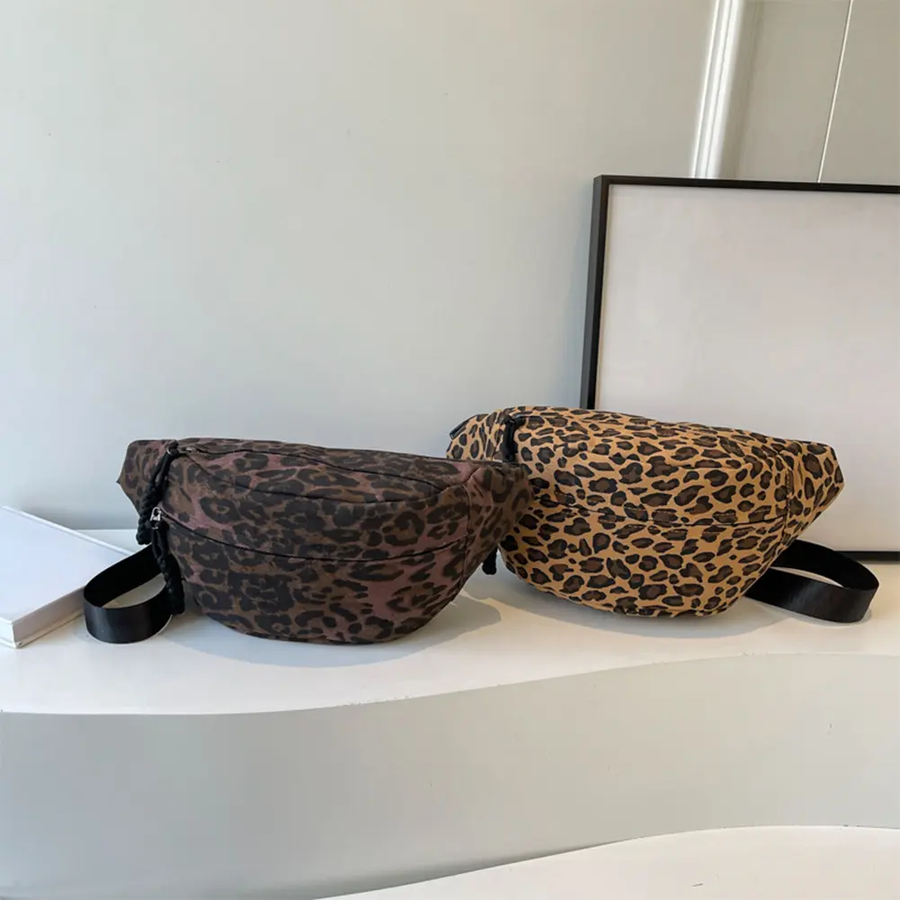 Leopard Print Waist Bag Fashion Chest Bag Large Capacity Stylish Waist Pack Zip Closure Trendy Fanny Pack Outdoor Travel Bag