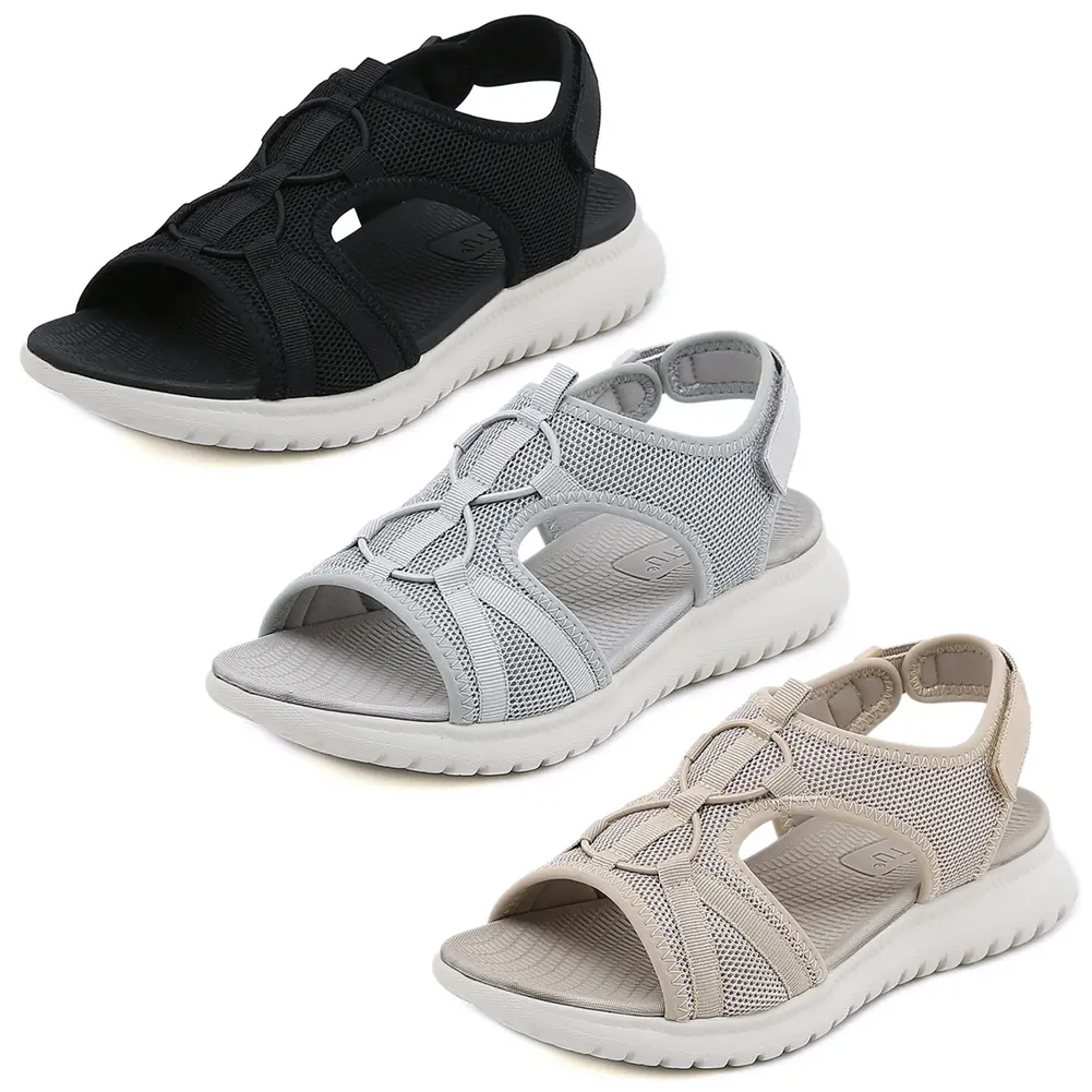 Women Summer Orthopaedic Sandals Comfortable Flat Sandals Soft Footbed Slip On Mesh Sandals Adjustable Ankle for Outdoor Travel