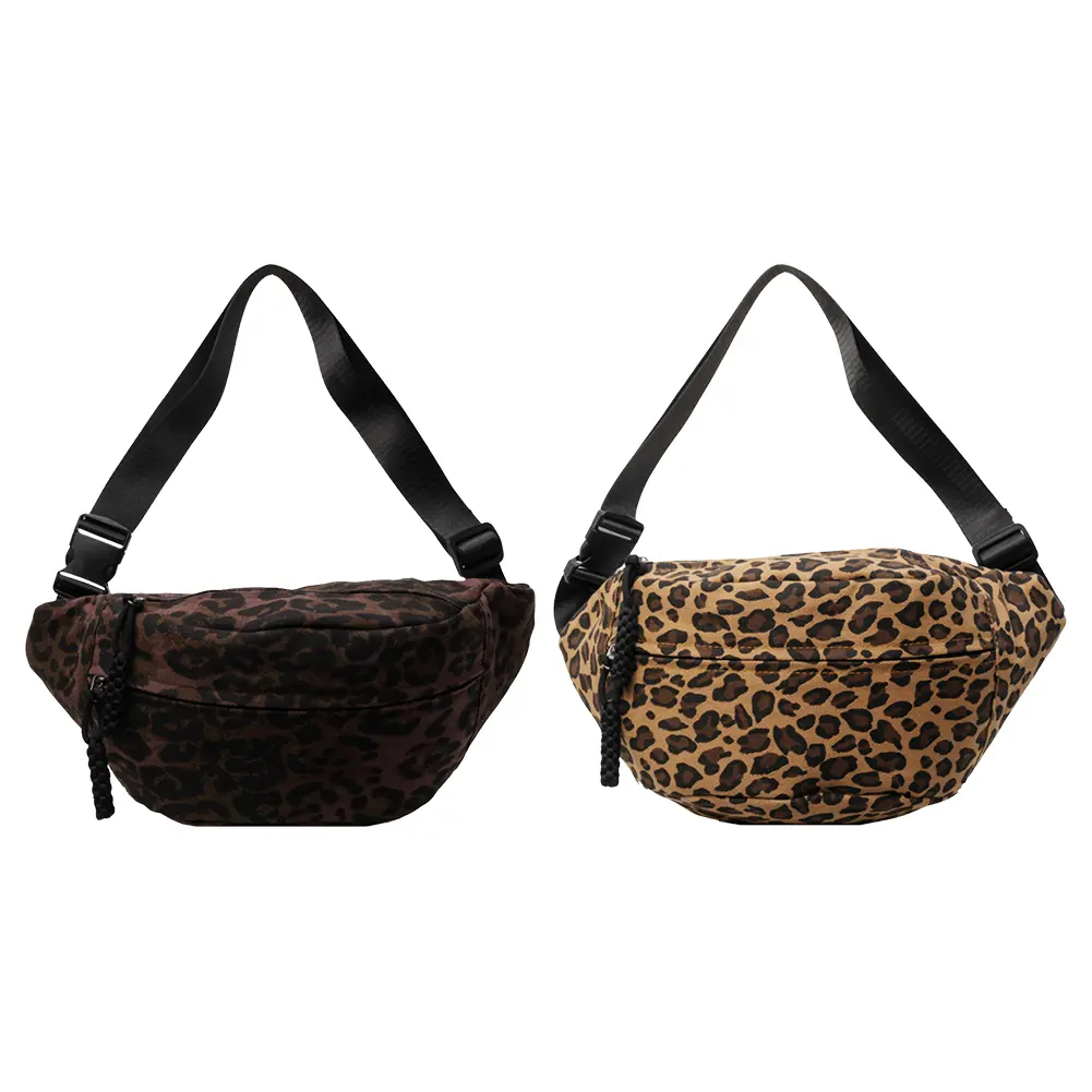 Leopard Print Waist Bag Fashion Chest Bag Large Capacity Stylish Waist Pack Zip Closure Trendy Fanny Pack Outdoor Travel Bag