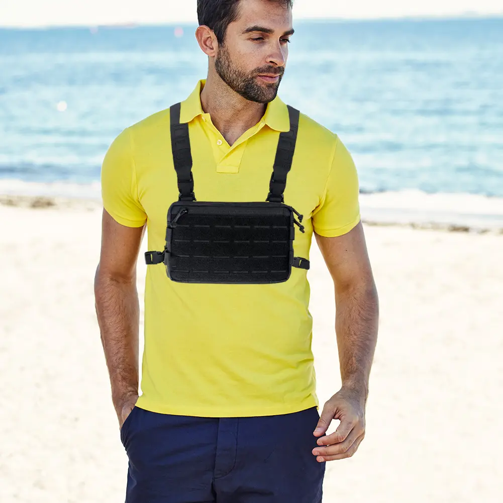 Outdoor Sports Chest Bag Large Capacity Cycling Chest Bag Multifunctional Vest Chest Bag Travel Commute Sports Backpack