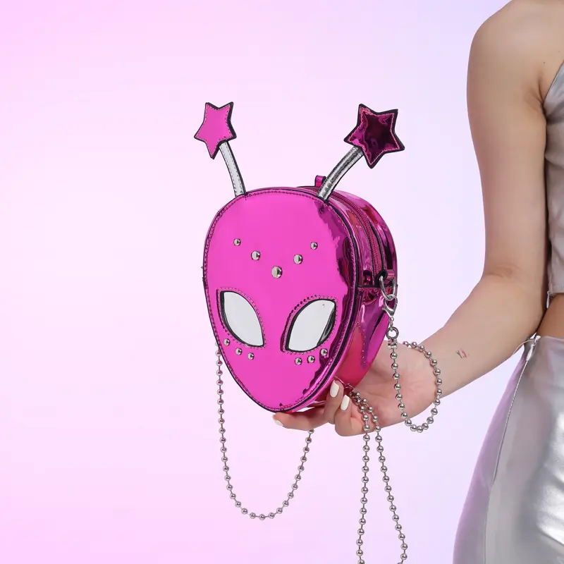 PU Leather Alien Pattern Shoulder Purse Halloween Style Women Mini Crossbody Bag Satchel Purse for Shopping Travel