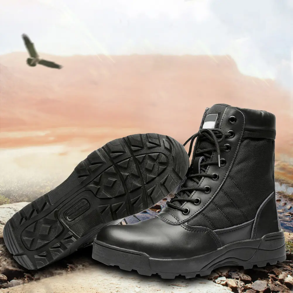Desert Combat Boots Lace Up Outdoor Hiking Boots Breathable Mountaineering Shoes High-top Lightweight for Men