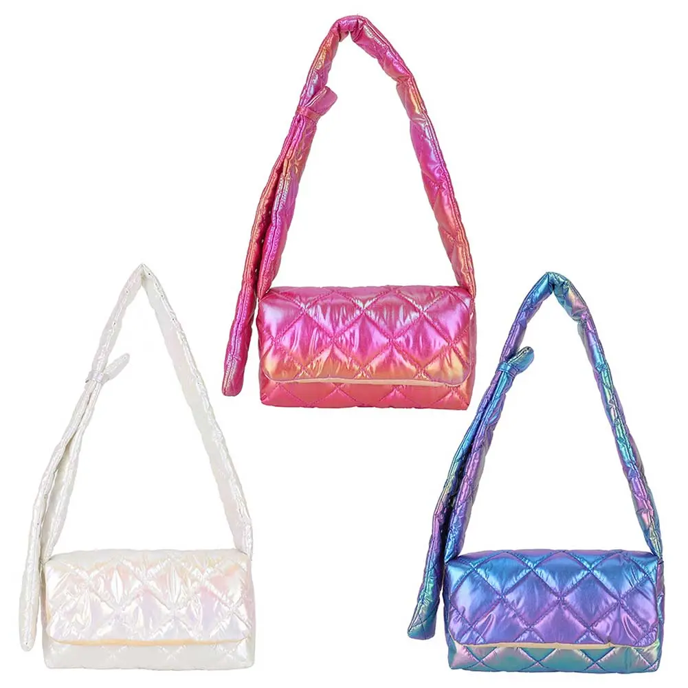 Gradient Color Ladies Tote Bags Casual Quilted Cotton Padded Bag Simple Elegant Adjustable Straps Portable for Weekend Vacation