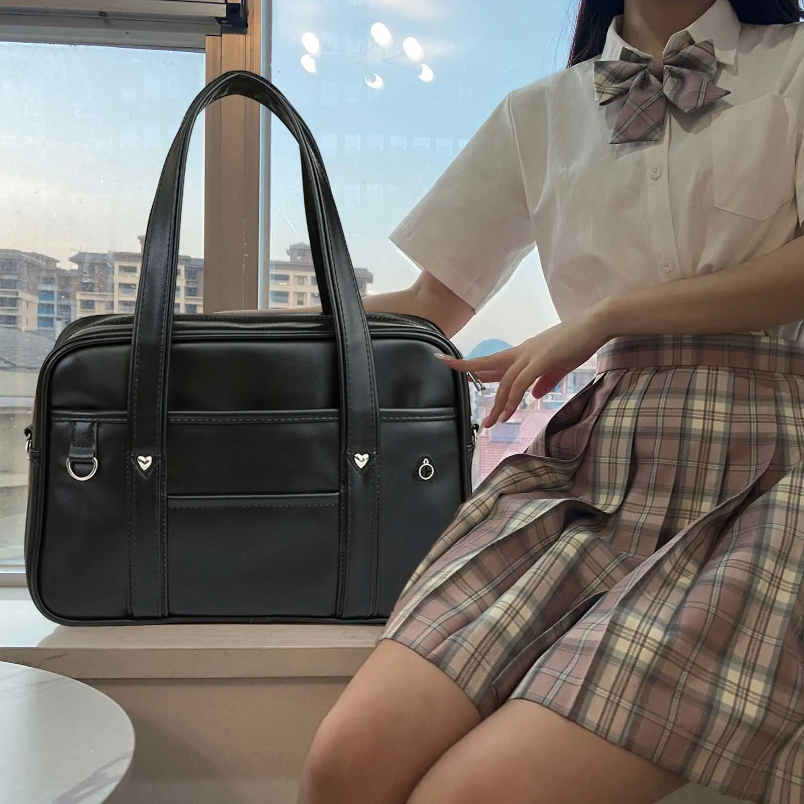 Japanese Shoulder Bag PU Leather Large Capacity Waterproof Japanese School Bag Japanese Handbag Anime Purse Cute Bookbag Satchel