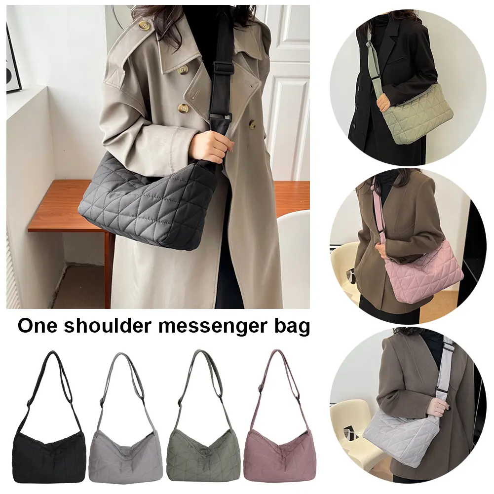 Fashion Women Handbag Quilted Large Capacity Crossbody Handbag Rhombus Solid Wide Belt for Autumn And Winter for Travel Shopping