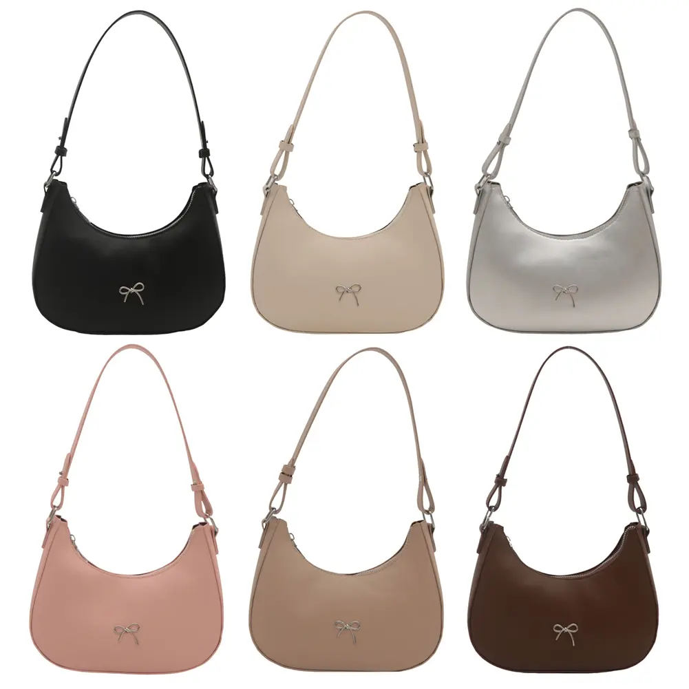 Crescent Shoulder Bag Cute Bow Hobo Handbag Y2k Clutch Bag Tote Bag Purses Underarm Purse for Women Girls