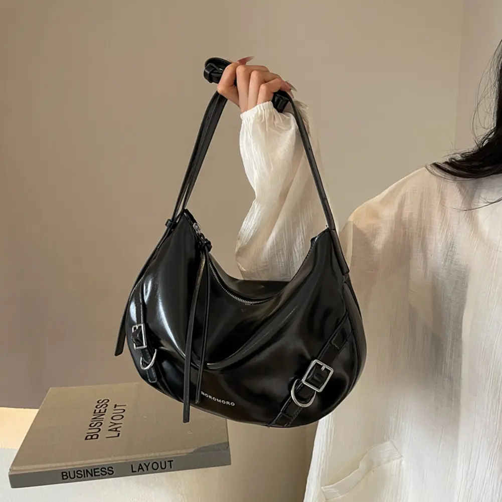Women PU Stylish Crossbody Bag Adjustable Strap Fashion Shoulder Bag Chic Hobo Bag Zip Closure for Outdoor Travel