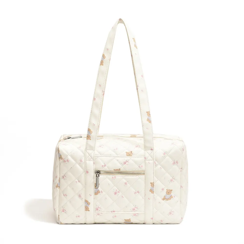 Women Cute Baby Diaper Bag Large Capacity Quilted Baby Nappy Bag Adjustable Strap Cartoon Nursing Bag Female Outdoor Daily Bag