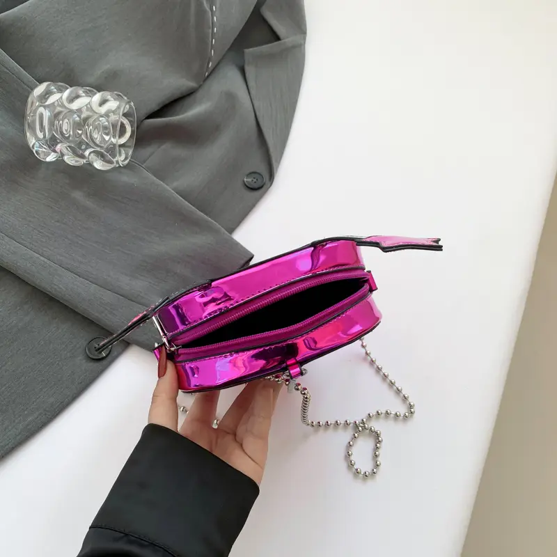 Removable Chain Women Handbag PU Leather Alien Pattern Shoulder Purse Halloween Style Satchel Purse for Shopping Travel