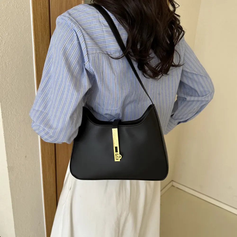 Luxury PU Leather Trendy Zipper Shoulder Bag for Women Hardware Lock Purse Fashion Shopper Clutch Female Girls Handbags