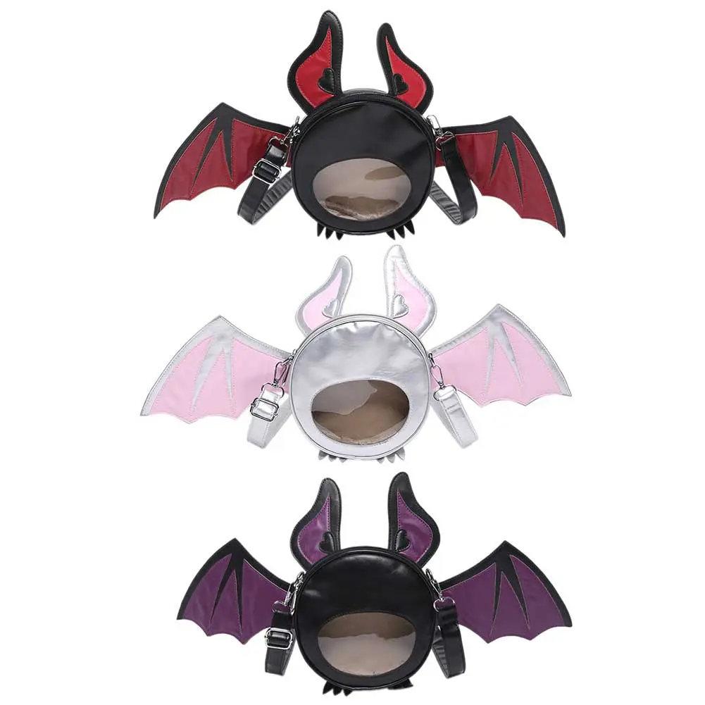 Women PU Fashion Bat Shoulder Bag Large Capacity Bat Shaped Crossbody Bag Adjustable Strap Creative Messenger Bag Chic Hobo Bag