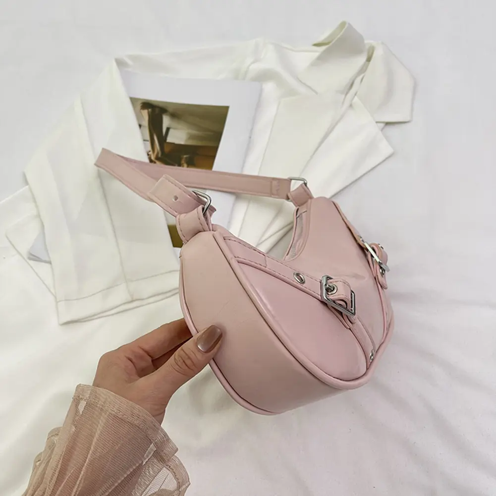 Women PU Underarm Bag Stylish Armpit Bag Large Capacity Vintage Shoulder Bag Solid Color Adjustable Strap for Party Vacation