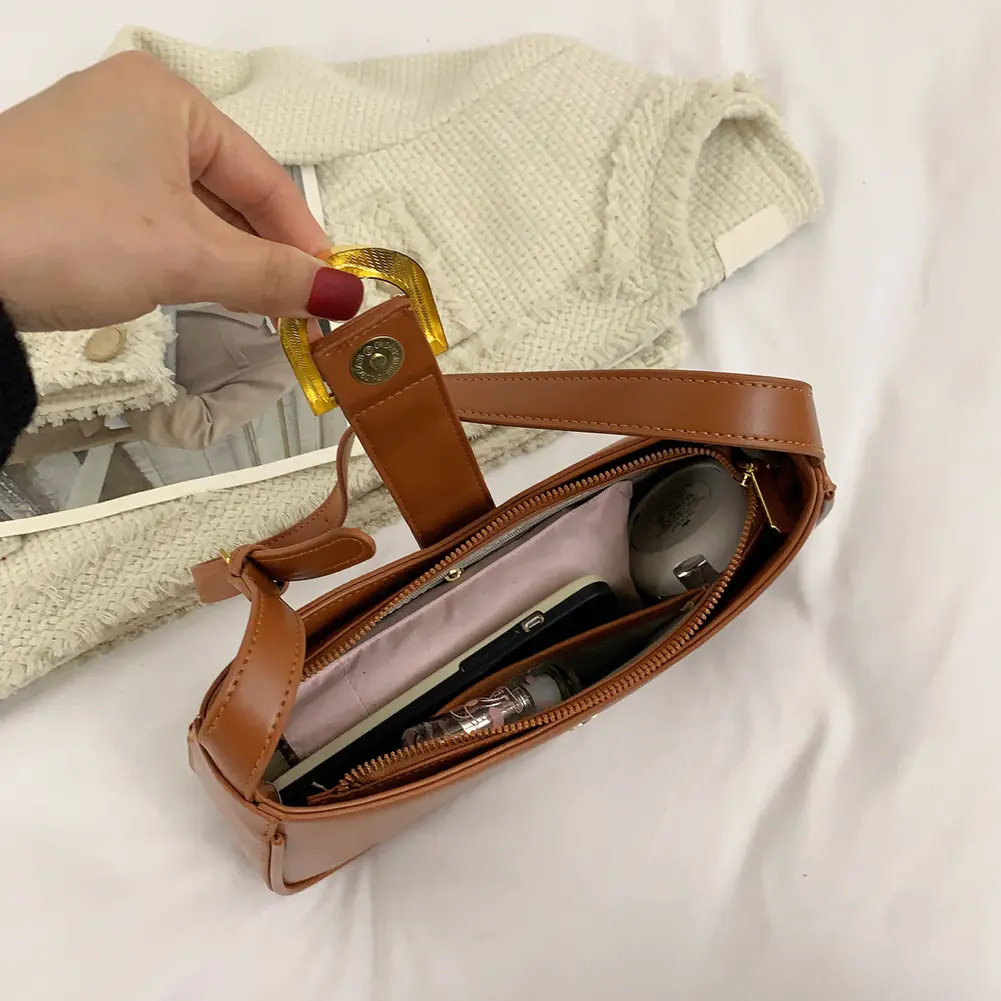 Women PU Underarm Bag Large Capacity Top Handle Bag Solid Color Fashion Shoulder Bag Adjustable Strap for Party Vacation