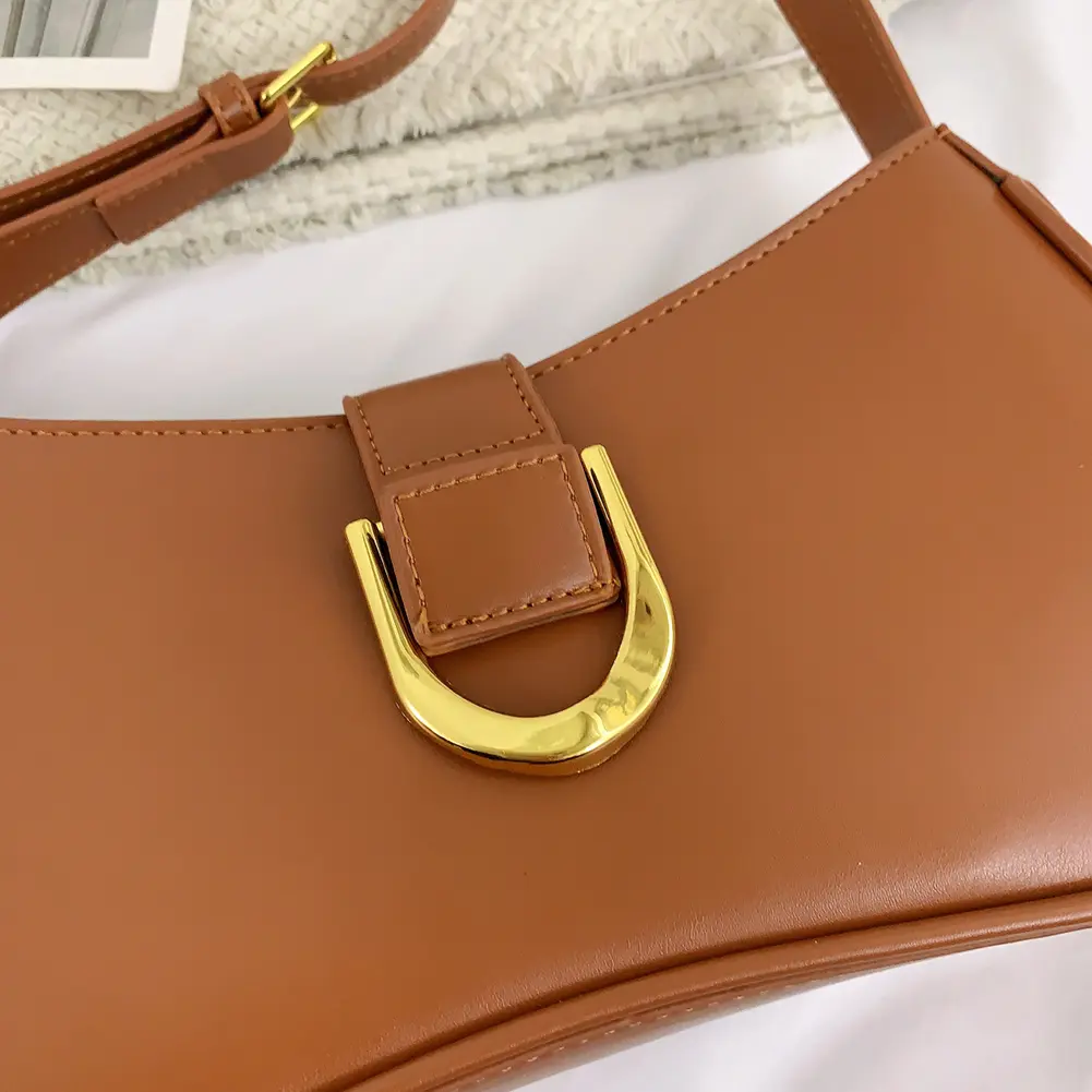 Women PU Underarm Bag Large Capacity Top Handle Bag Solid Color Fashion Shoulder Bag Adjustable Strap for Party Vacation