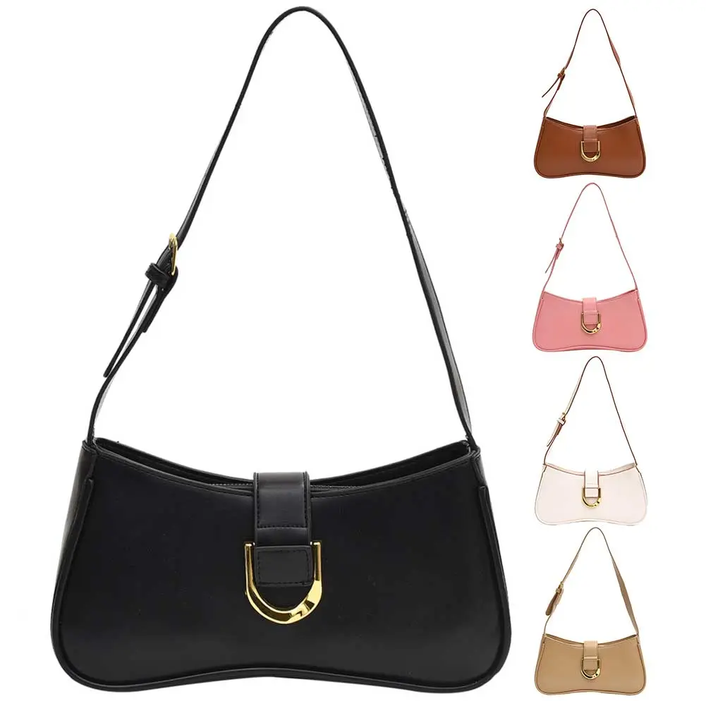 Women PU Underarm Bag Large Capacity Top Handle Bag Solid Color Fashion Shoulder Bag Adjustable Strap for Party Vacation
