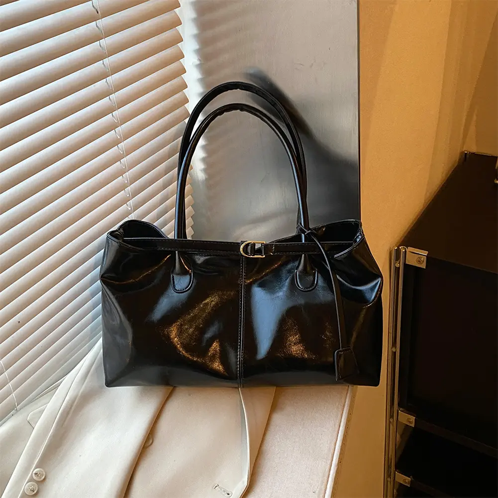 PU Leather Tote Bag Slouchy Hobo Handbag Retro Top Handle Bag Fashion Satchel Bag for Women Work Shopping Travel