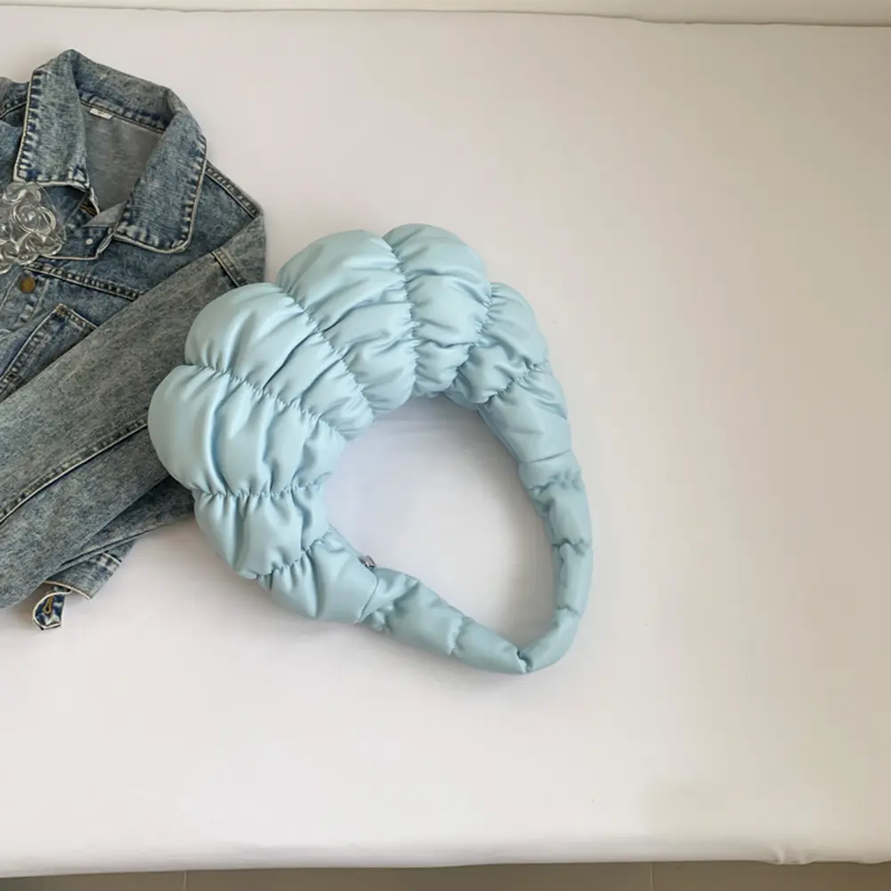 Women Fashion Shoulder Bag Large Capacity PU Pleated Underarm Bag Crescent Shoulder Bag Solid Color for Party Vacation