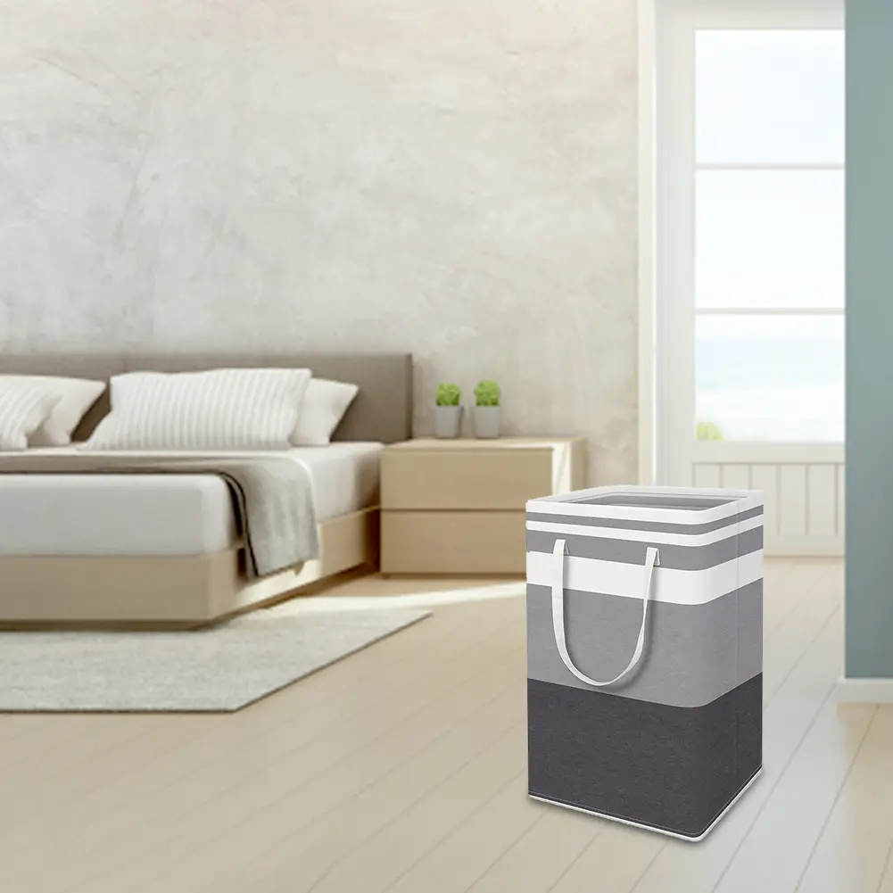 Foldable Laundry Storage Basket Standing Fabric Clothes Storage Bucket Large Capacity Waterproof with Handle for Home Bedroom