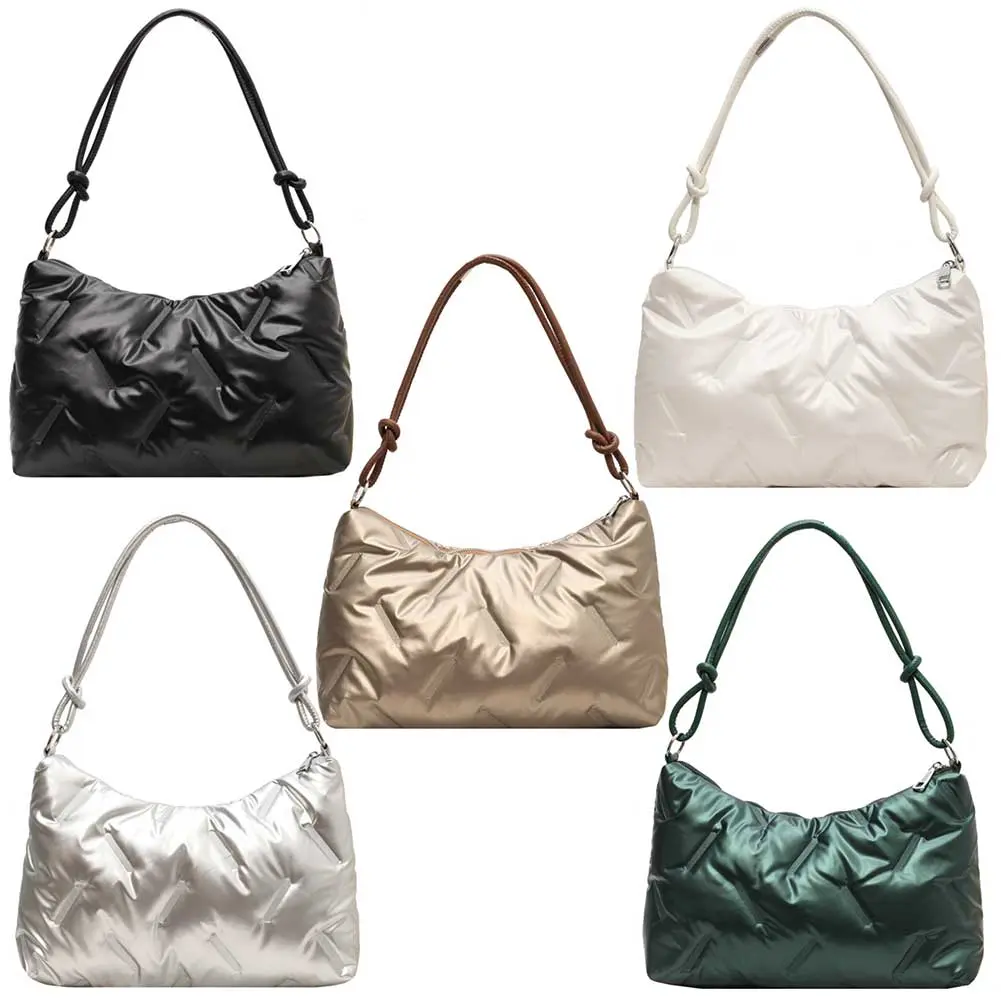 Women Padded Shoulder Bag Fashion Down Tote Handbags Large Capacity Puffer Satchel Bag Casual Winter Commuting Bag