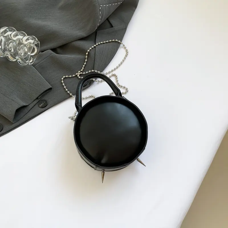Women PU Black White Piano Clock Shoulder Purse Chain Strap Clock Shape Crossbody Bag Large Capacity Top Handle Bag