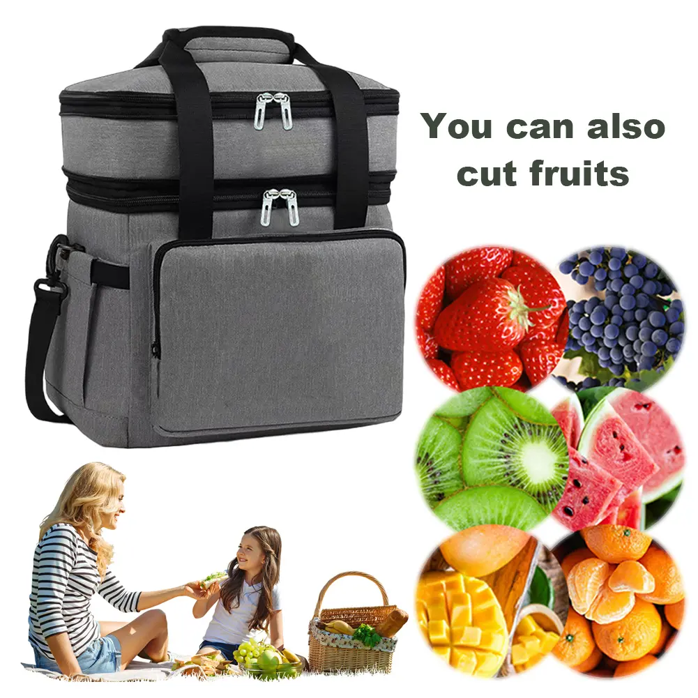 Double Layers Lunch Box Bag Large Capacity Thickened Bento Bag Waterproof Portable Storage Bag Work Trip Bag