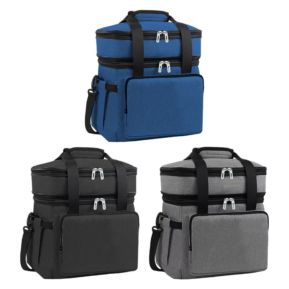 Double Layers Lunch Box Bag Large Capacity Thickened Bento Bag Waterproof Portable Storage Bag Work Trip Bag