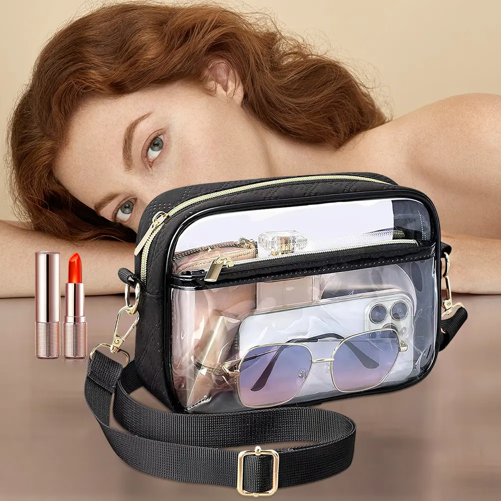 PVC Trendy Chest Bag with Adjustable Strap Transparent Crossbody Bag Large Capacity Stylish Sling Bag Female Travel Commute Bag