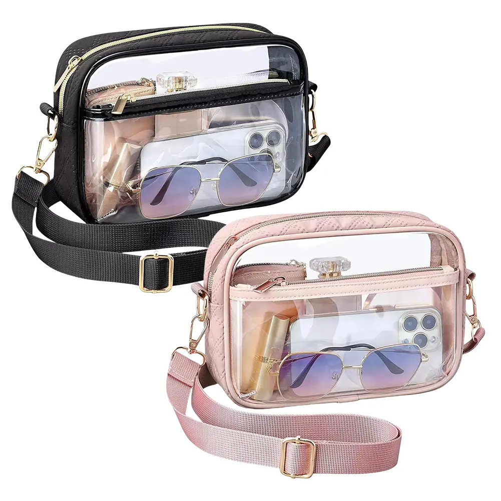 PVC Trendy Chest Bag with Adjustable Strap Transparent Crossbody Bag Large Capacity Stylish Sling Bag Female Travel Commute Bag