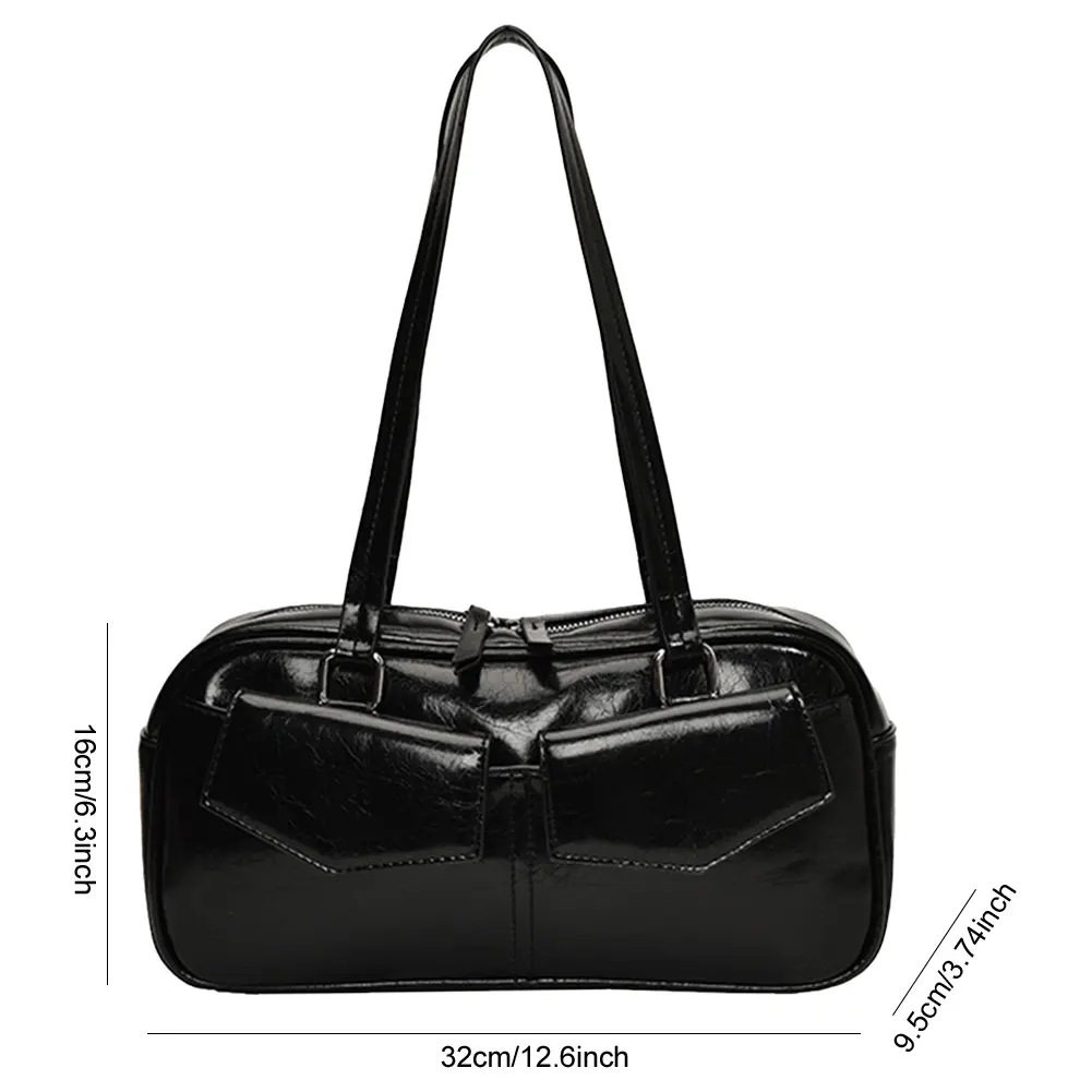 Women Small Shoulder Bags Female Underarm Bag PU Leather Fashion Trend Underarm Bag Multi Pockets Solid Simple Commute Tote