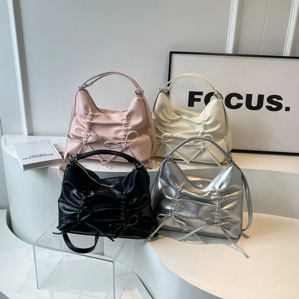 Women Luxury Shoulder Bag PU Leather Daily Tote Handbag Adjustable Strap Solid Color Backpack Female Outdoor Bag