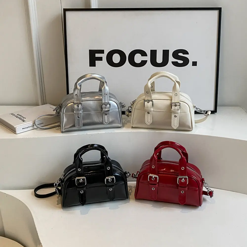 Women PU Fashion Shoulder Bag Adjustable Strap Stylish Crossbody Bag Solid Color Simple Satchel Purse for Party Vacation