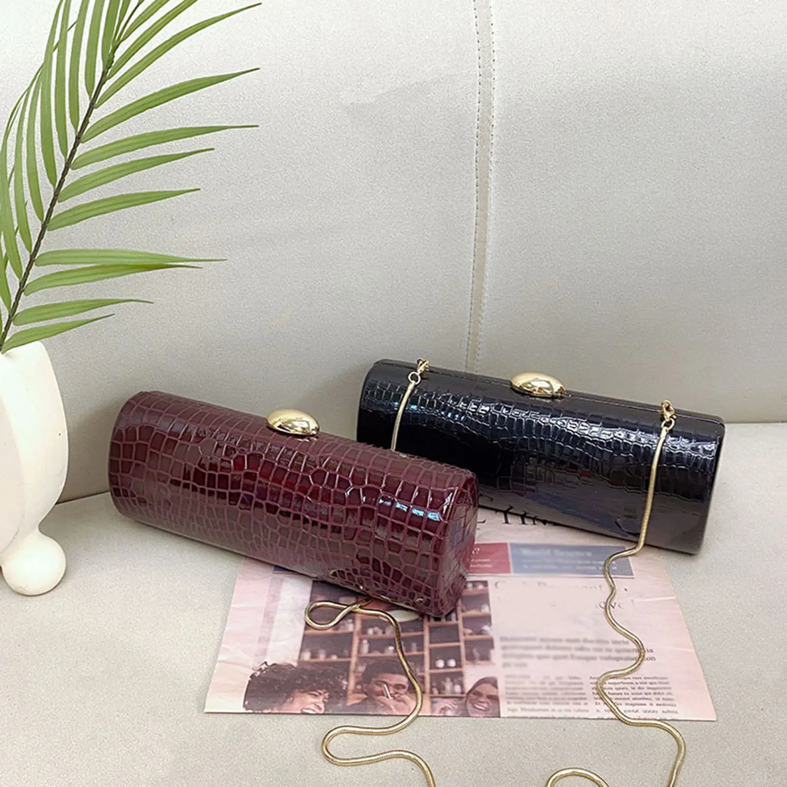 Women Vintage Clutch Bag Crocodile Pattern Trendy Clutch Purse PU Leather Retro Handbag Motorcycle Dating Party Bag