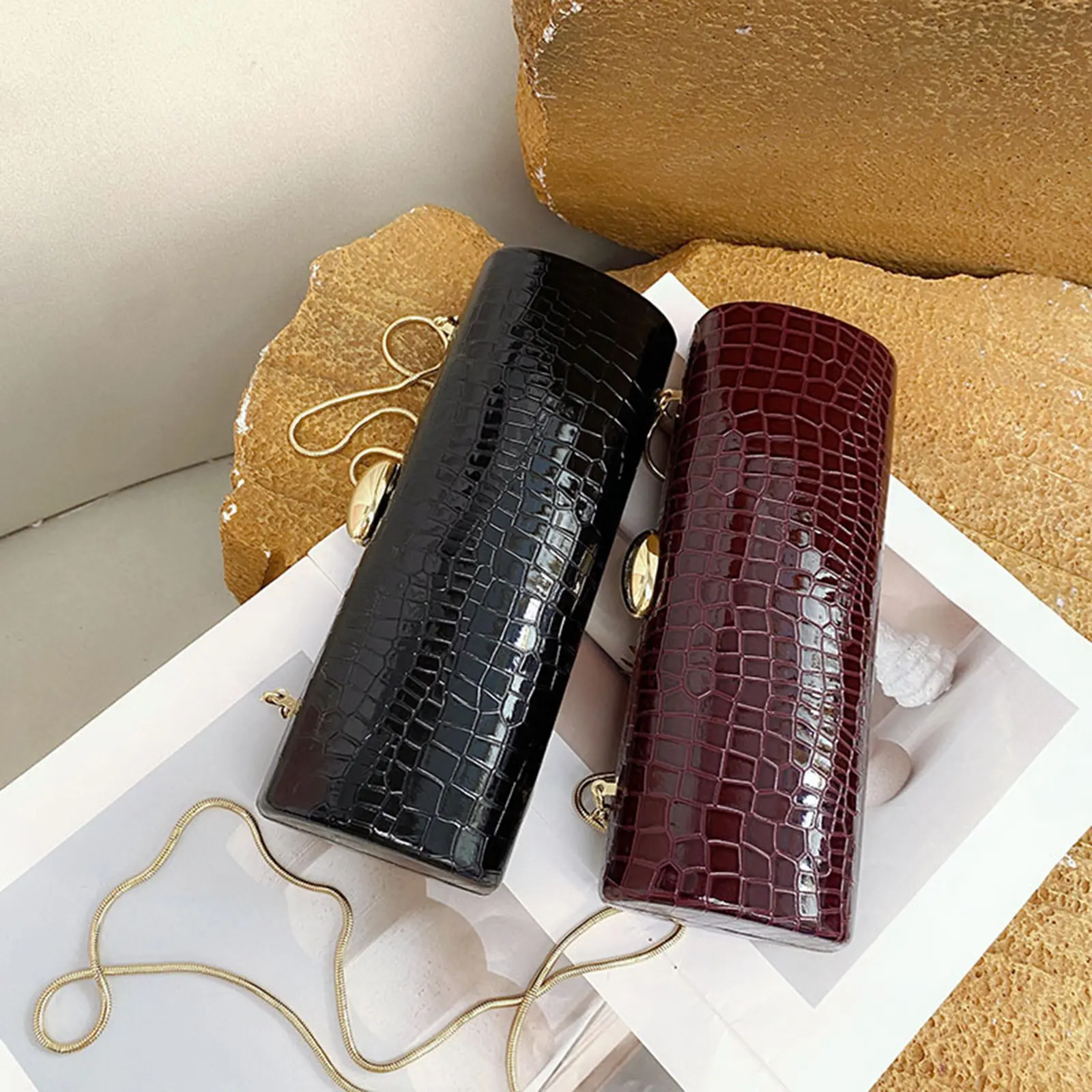 Women Vintage Clutch Bag Crocodile Pattern Trendy Clutch Purse PU Leather Retro Handbag Motorcycle Dating Party Bag