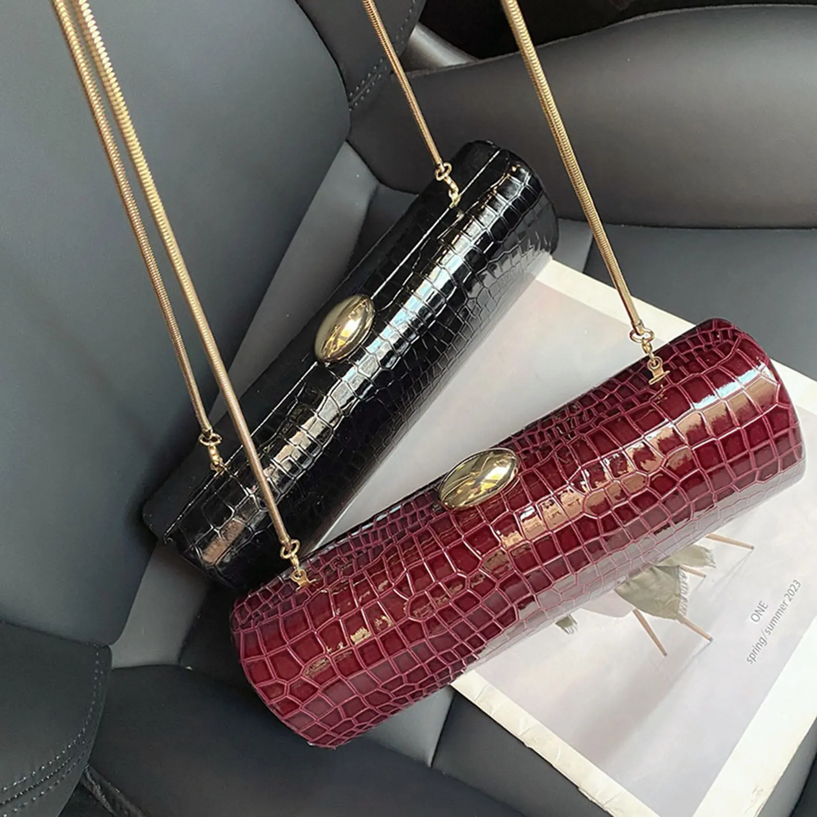 Women Vintage Clutch Bag Crocodile Pattern Trendy Clutch Purse PU Leather Retro Handbag Motorcycle Dating Party Bag