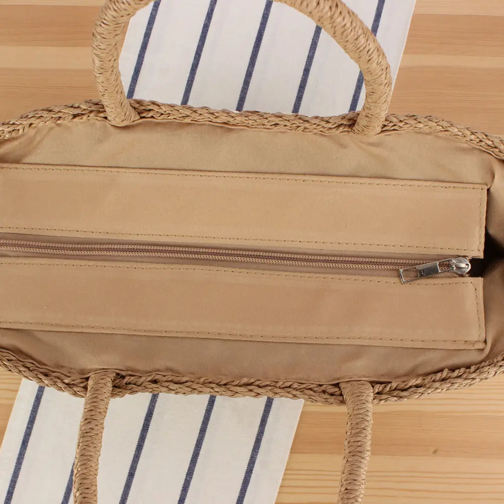 Women Straw Woven Tote Bag Fashion Woven Handbag Large Capacity Handwoven Shoulder Bag Handmade Straw Bag for Travel Vacation