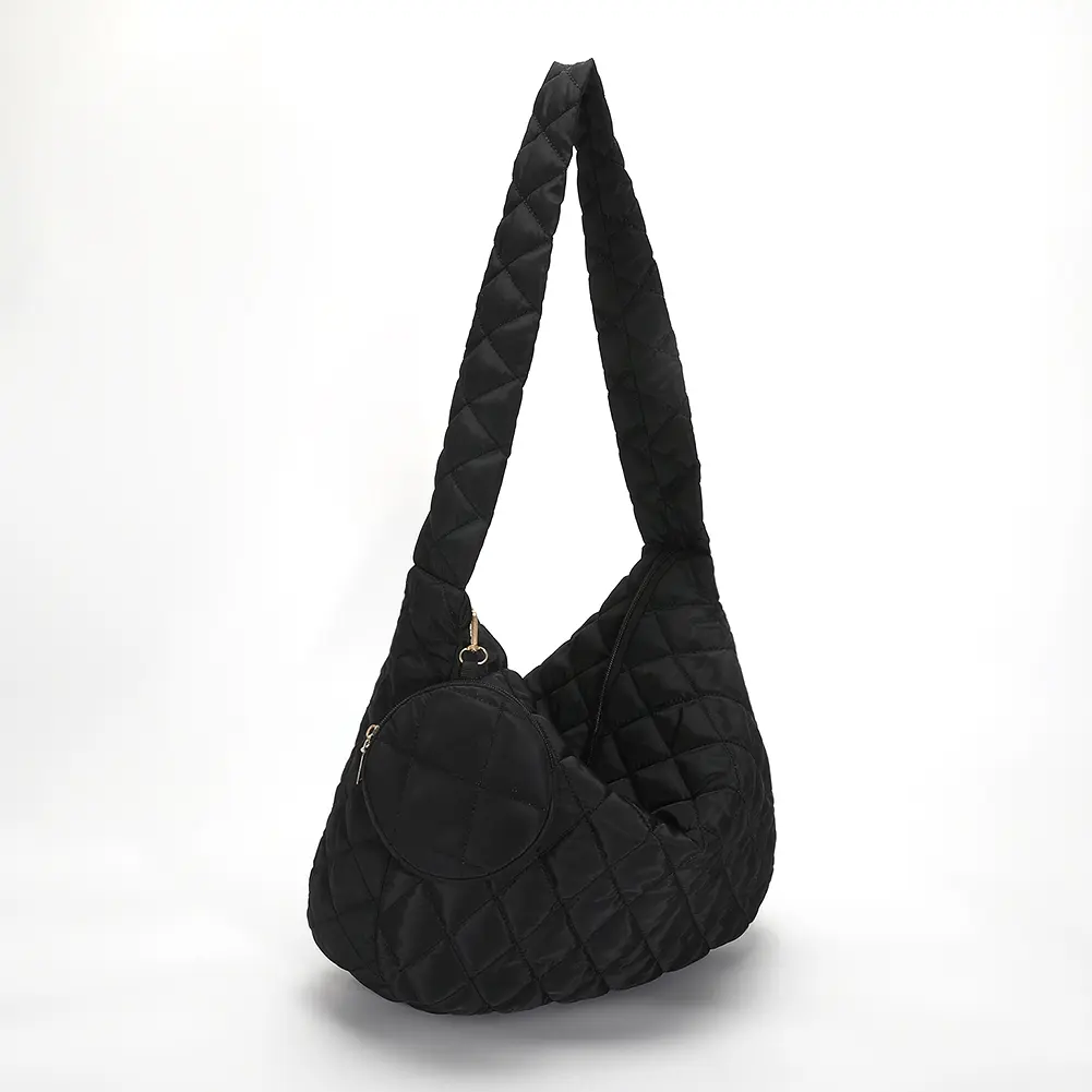 Women Quilted Shoulder Bag Versatile Padded Tote Handbag Large Capacity Puffer Satchel Bag Winter Shopper Bag