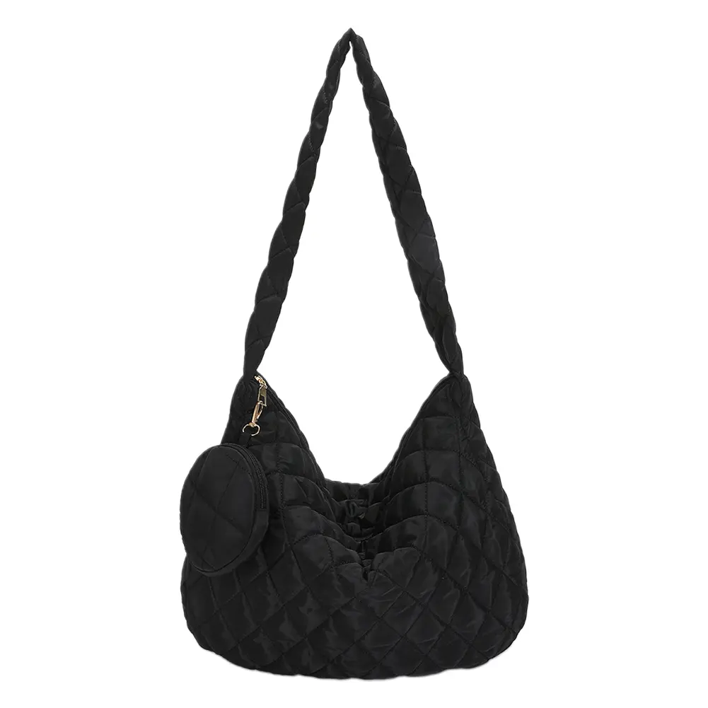 Women Quilted Shoulder Bag Versatile Padded Tote Handbag Large Capacity Puffer Satchel Bag Winter Shopper Bag