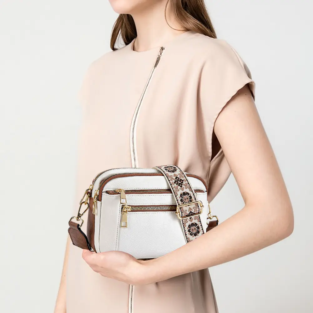 Women PU Shoulder Bag Stylish Commuting Bag Large Capacity Trendy Messenger Bag Adjustable Strap Multi-pockets Small Square Bag