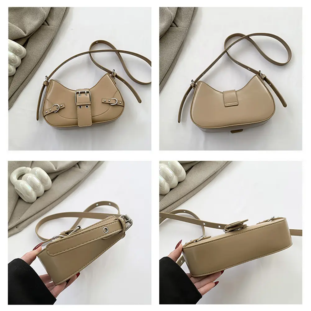 Women Cool Style Crescent Bag Adjustable Strap and Buckle Y2K Shoulder Bag Single Shoulder Bag Large Capacity for Outdoor Travel