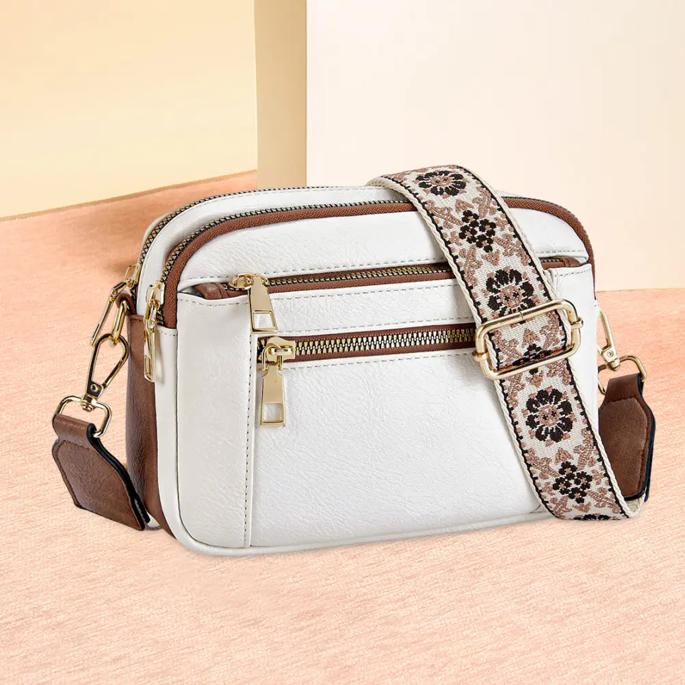 Women PU Shoulder Bag Stylish Commuting Bag Large Capacity Trendy Messenger Bag Adjustable Strap Multi-pockets Small Square Bag
