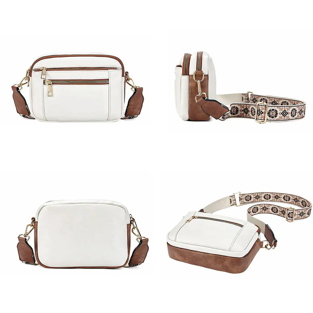 Women PU Shoulder Bag Stylish Commuting Bag Large Capacity Trendy Messenger Bag Adjustable Strap Multi-pockets Small Square Bag